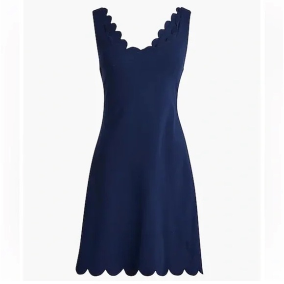 J. Crew Navy Blue Scalloped Scalloped Active Athletic Mini Dress - Picture 2 of 13